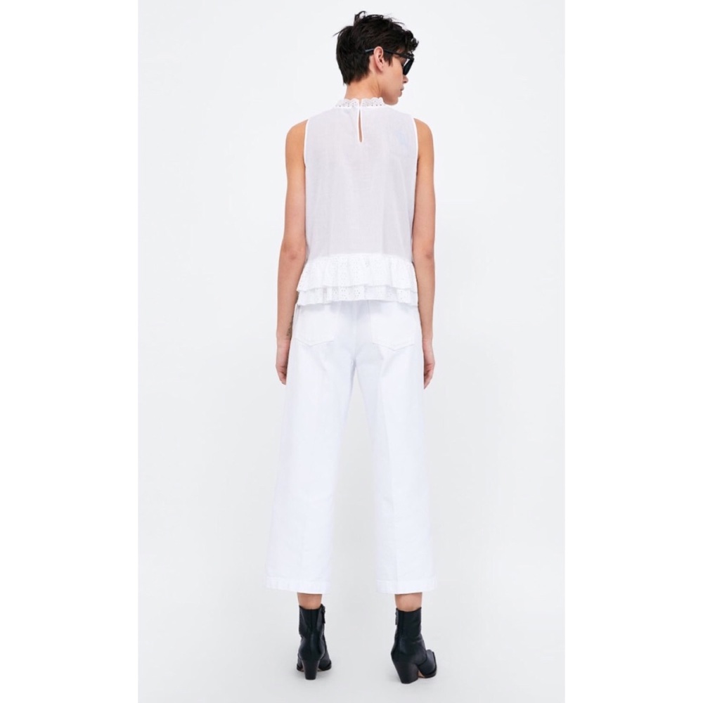 Zara Embroidered Top with Ruffle Trim - Picture 2 of 7